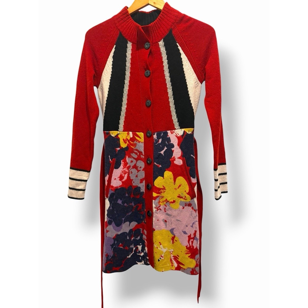 Sparrow Lambswool SM Floral Sweater Dress Belted Dark Academia Retro Cottage - Picture 12 of 16